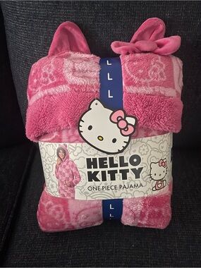Hello Kitty Plush Pink One-Piece Pajama (Size L)